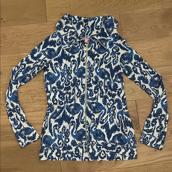 Lilly Pulitzer Tops - Lilly Pulitzer Angela Zip Up Jacket Resort Navy Beach Small